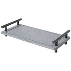 珪藻土吸水置物墊 帶手把置物架 浴室防滑墊 洗漱台收納, 大號灰色+黑色把手, 灰色, 1個