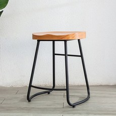 現代簡約實木吧臺椅 歐式復古鐵藝高腳餐凳, 坐高45cm（柚木色）單張不能發貨, 1個