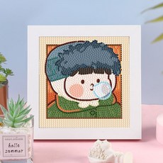手工鑽石畫 DIY鑽石畫 蒙娜麗莎 滿鑽帶框 兒童益智玩具, 1個, 款式2【全套工具送框】