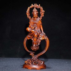 老黃楊木 自在觀音 長6cm 寬4cm 高18cm, 如圖所示, 1個
