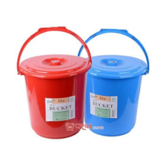플라스틱 바케스 25리터 산업용 뚜껑있는 청소용 바케스 밀폐형 다용도 손잡이 농업용 욕실용 캠핑용, 레드
