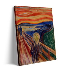 簡約噴繪世界名畫吶喊油畫現代裝飾畫酒店民宿公寓壁畫無框畫, 內框畫松木內框+畫布）,30x40cm