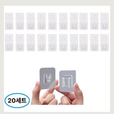딜리홈 접착식 후크 무타공 만능 홀더, 투명, 20세트