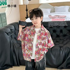 男童夏裝短袖襯衫2025夏季新款兒童襯衣韓版碎花寬鬆薄款上衣潮範