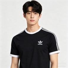 아디다스 남성 3-스트라이프 티 스포츠 반소매 티셔츠 KB2459
