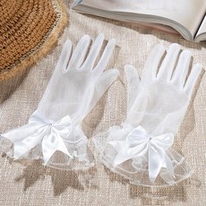 리본 포인트 프릴 결혼식 장갑 망사 귀여운 큐빅 웨딩 촬영 소품 혼주 예식 특별한