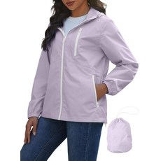 CRIPOM 경량 레인 재킷 여성용 패커블 윈드 브레이커 라이트 방수 여행용 우비 S-XXL 블랙. XL 308859, Medium, Light Purple