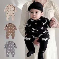 몽실이 퍼피 니트 긴팔우주복 아동 유아 남아 여아 가을 봄 점프슈트 외출복