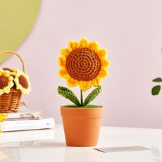 모던하우스 굿럭 니트오브제 해바라기 화분L AE0226028, 1개