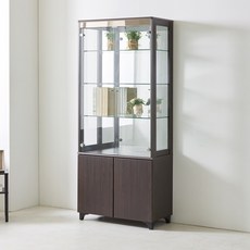 수납겸용 프리미엄 콤비 800-5단 유리장식장 거실 진열장 그릇장, 웬지