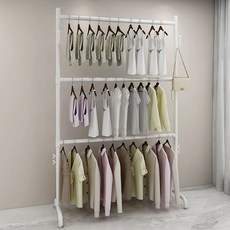 2단 행거 드레스룸 옷걸이 스탠드 시스템행거 조립식 철제, 흰색-3단-150cm