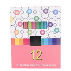 12가지 색상 우드리스 수채화 연필 세트 생생한 오일 베이스 컬러 연필 레이어링 잉크와 같은 효과 스케치용 성인용 (마카롱), 12가지 색상 우드리스 수채화 연필 세트, 생생한 오일