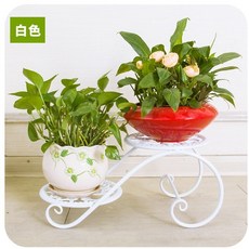 鐵藝多層落地式室內盆栽架 歐式客廳陽臺花架, 兩層花架【白色】