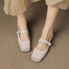 봄여름 프랑스식 스퀘어 토 오픈 디자인 메리제인 슈즈 여성 플랫슈즈