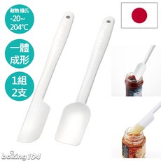 日本CAKELAND耐熱矽膠小抹刀&小湯匙組 一體成形 不沾, White, 1個