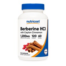 뉴트리코스트 베르베린 HCl & 실론 시나몬 1 200mg 120캡슐 (2개월분), 120정, 1개
