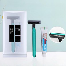 一次性刮鬍刀 拋棄式雙層剃鬚刀 旅行男士剃鬍刀, 1個, 【一次性刮鬍刀組】內含刮鬍膏