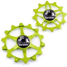 JRC 부품 세라믹 딜라유르 풀리 휠 14&12T 자키 하이브리드 베어링 - MTB 바이크 리어 휠., Acid Green