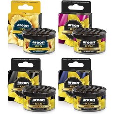 AREON 아레온 켄 에어 프레셔너 바닐라 믹스 차량용 향수 가정용 틴 3D 세트 팩 x 4