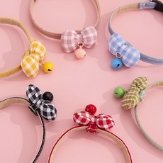 고양이 리본 방울 목걸이, 1개, 핑크