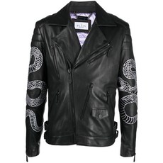 필립플레인 스네이크 프린트 바이커 재킷