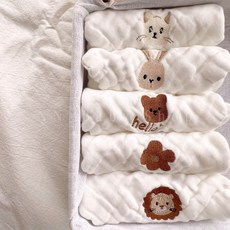 BSMI認證小刺繡六層紗布口水巾 洗澡巾 韓國INS風手帕溢奶巾 (E0020), 1個, 五款一組