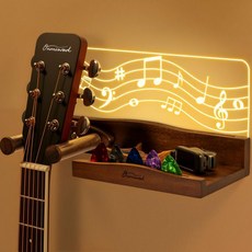 LED 조명이 내장된 자동 잠금식 기타 벽걸이 선반과 피크 홀더가 걸이 나무와 아크릴 소재의 조명 거치대 애호가와 연주자를 음악 액세서리 선물 2196556, Adjustable Hanger