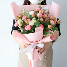 모리앤 조화 자나장미 프리미엄 꽃다발, 핑크, 1개