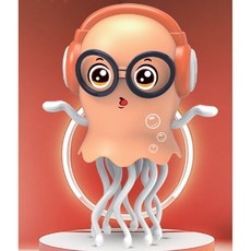 인터넷 유명 상품 마법 춤추는 문어 해파리 전동 자동 장애물 회피 8개 발 어린이 장난감 대리 배송, 장난감만 발송됩니다(배터리 지참)., 밝은 주황색 해파리