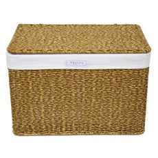 쏠리또 내츄럴 PP라탄 덮개사각바구니 옵션1(36x22x24cm), 안감포함, 1개, 덮개 옵션1번 짙은갈색(dark brown)