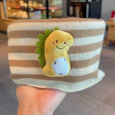 一圍暖意 百搭型 兒童掛耳式圍巾 男女童保暖 護頸脖套秋冬季寶寶冬天防風條紋圍脖新