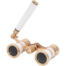 쌍안경 3배 25mm 배율 컴팩트 경량 오페라 글라스 망원경 손잡이 포함 여성용 어린이용 음악회용 6.5mm 출사동공 중앙 BAK7 프리즘 (흰색), 흰색