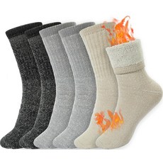 [ 626690 ] 봄킨타 여성용 울 양말 - 메리노 웜 부츠 하이킹 겨울 야외 작업용 보온 크루 양말 사이즈 5-11 3개입 블랙 연회색 베이지, 3쌍 - 블랙, 라이트 그레이, 베이지