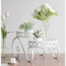 원예 식물 너우 2단 화분대 북유럽 소품, 너우2단화분대 화이트