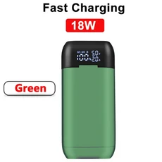 18650 배터리 충전기 케이스 DIY 보조베터리 휴대용 QC3.0 PD 18W 리튬 용 고속, 01 18W Green LED