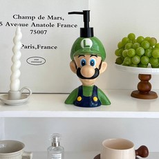 리빙온도 슈퍼마리오 디스펜서 핸드워시 인테리어 도자기 욕실 샴푸통 공병 소품, 1개, L. 루이지 펌프 용기