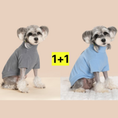 위드앤미 강아지옷 겨울 후리스 폴라티 1+1 애견옷 중형견 보온 데일리, 1세트, 그레이+스카이블루