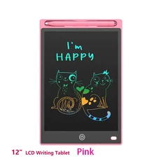 12인치 디지털 드로잉 태블릿(LCD 화면 포함) 학습 및 창의력 개발을 위한 전자 필기 패드, 02 Pink 12in color