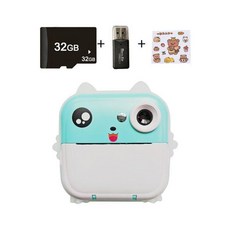 조아와 미니 사진기 고화질 흑백 인화 즉석카메라 프린트카메라, 1개, 6.+ 32G + 카드 리더기 + 캐릭터 스티커 B, 기본 색상