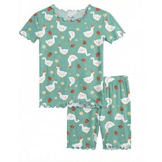 VAENAIT BABY Toddler Kids Viscose From Bamboo Pajamas Valentine Pjs Short Sleeve Summer Sleepwear, A07-swan Berry