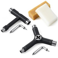 Lanties 올인원 다기능 스케이트 도구 4개 세트 휴대용 T&Y-Tool 앨런 키 L-타입 헤드 스크루 드라이버 스케이트보드 왁스 스케이트보드 롤러 스케이트 롱보, Lanties 올인원 다기능 스케이트 도구 4개 세트,