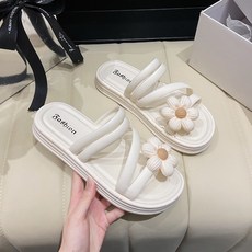 여성 슬리퍼 샌들 키높이 통굽 발편한 쿠션 비치웨어 샌들