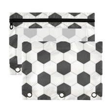 표준 3링 바인더에 맞는 고무 오리 연필 파우치 사무실 2팩용 투명 창이 있는 지퍼 바인더 가방, Football Print