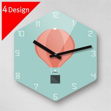 [에타홈] Reflex 6각 일러스트 무소음벽시계 4종, 텐트(TENT)/시계바늘검정