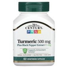 21st Century 강황 및 흑후추 추출물 500mg 베지 캡슐 60정, 21stCentury강황및흑후추추출물500mg베지캡슐6, 1개