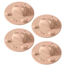 단열 및 방진 주방 액세서리와 호환되는 인체공학적 고양이 머리 디자인의 3/4Pc 두꺼운 실리콘 음료 뚜껑, Pink