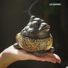 金蟾香薰爐 琺瑯彩景泰藍香爐 居家茶道擺件, 1個