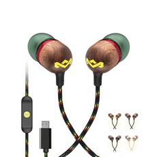 THE HOUSE OF MARLEY 하우스오브말리 C타입 유선 이어폰 아이폰 갤럭시 호환 밥말리 JE042 친환경 이어폰, 그린(Rasta)