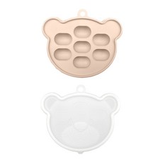 嬰兒矽膠輔食冰塊模具 小熊造型, 米色 - 小熊輔食冰格, 1個