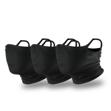 TIGHTEND 壓紋耳掛式面罩 長款 3入, 黑色